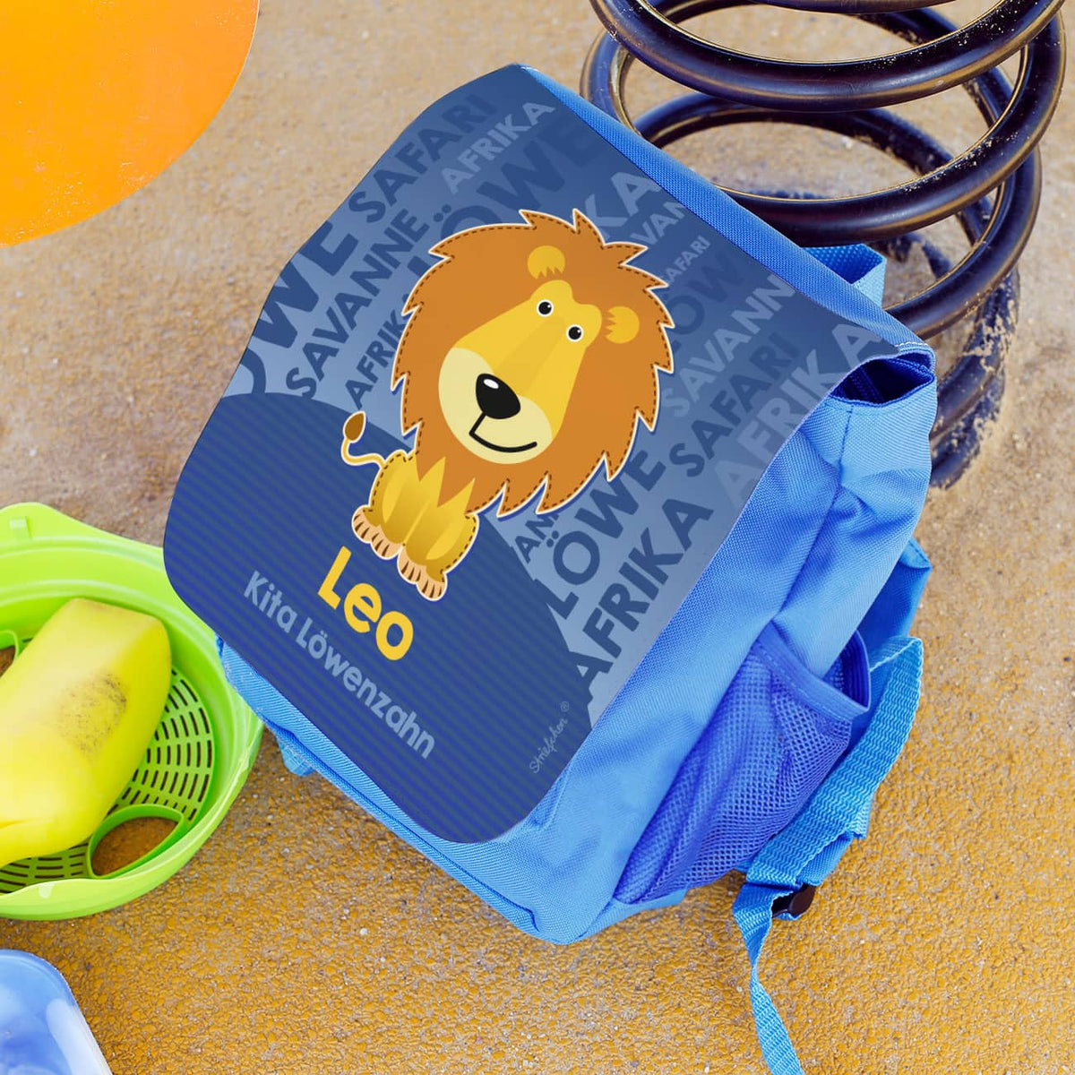 Kinderrucksack blau mit Löwenmotiv