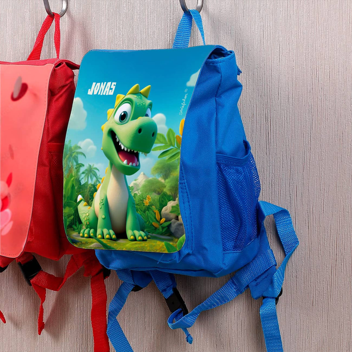 Kinderrucksack mit Dinosaurier und Name