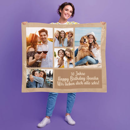 Kleine Kuscheldecke mit Fotos und Wunschtext