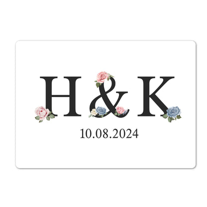 Sherpadecke mit romantischem Design, Initialen und Datum, als Erinnerungsstück oder Hochzeitsgeschenk