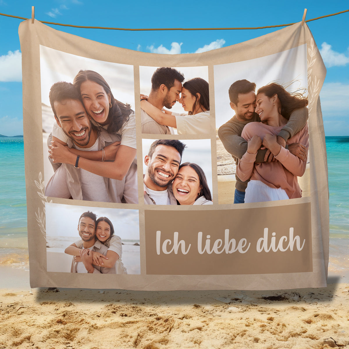 Personalisierte XXL Kuscheldecke mit 5 Foto & Wunschtext | Sherpadecke 150x200cm