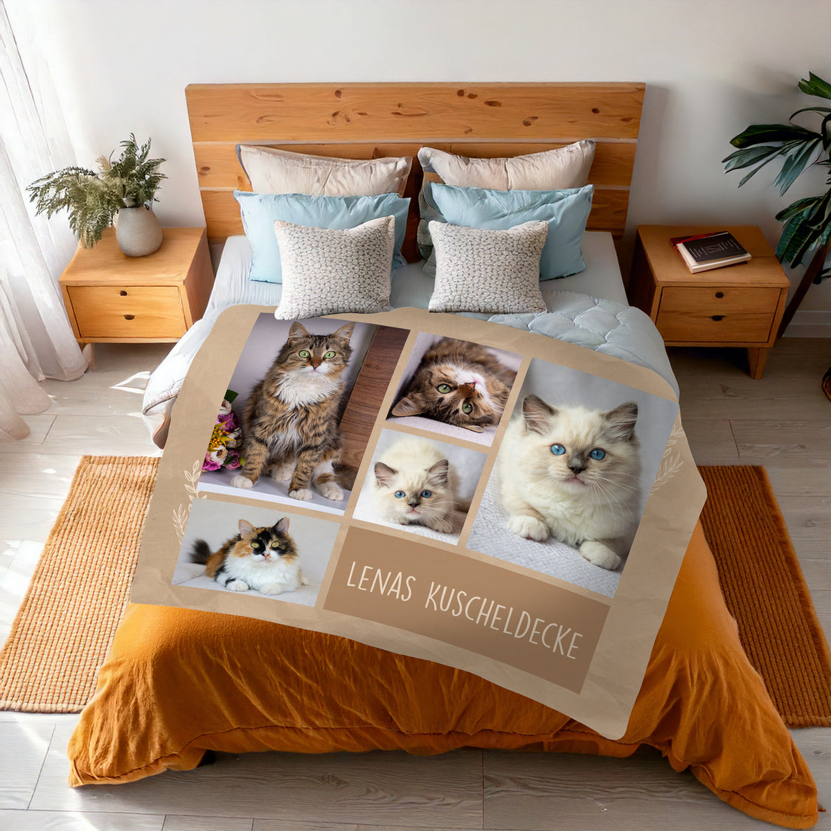 Personalisierte XXL Kuscheldecke mit 5 Foto & Wunschtext | Sherpadecke 150x200cm
