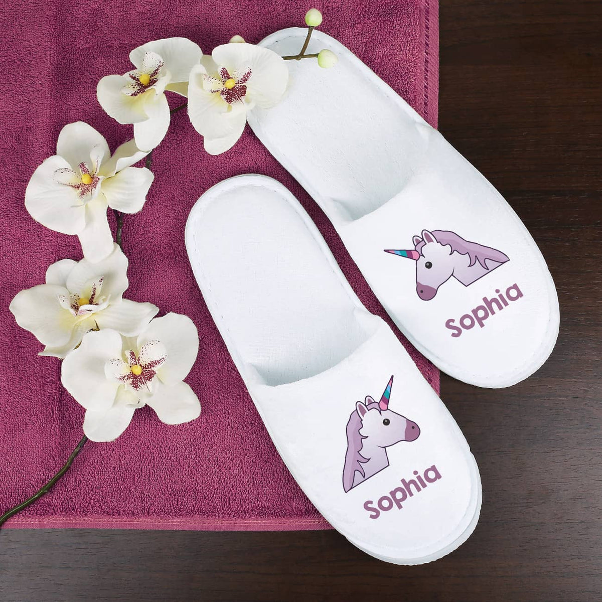 Einhorn Frottee Slipper mit Name