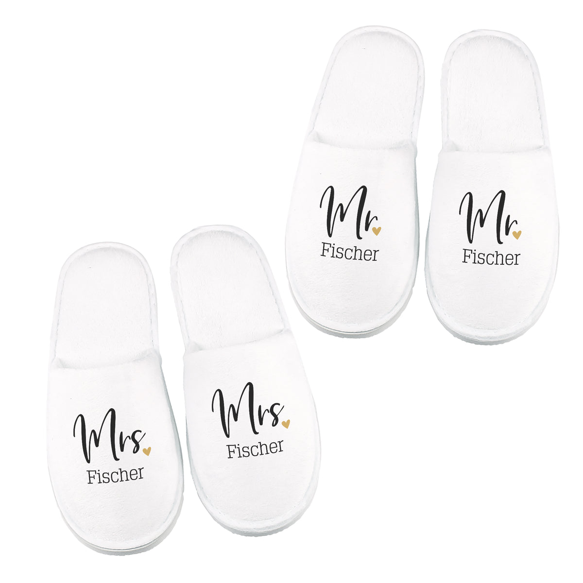 Mr und Mrs Pantoffeln personalisiert mit Namen als Geschenk zur Hochzeit