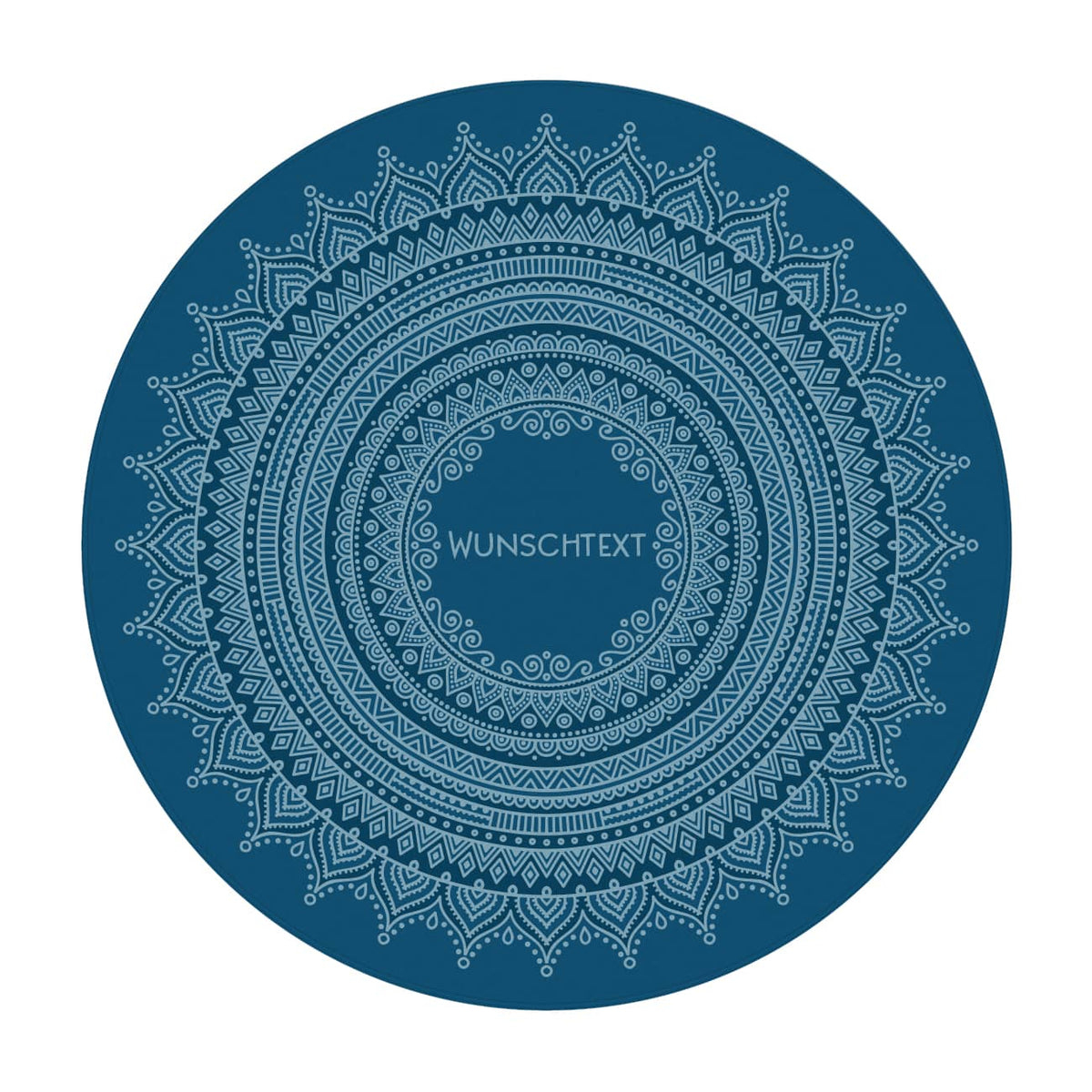 Runder Wohnteppich mit Personalisierung und Mandala in blau