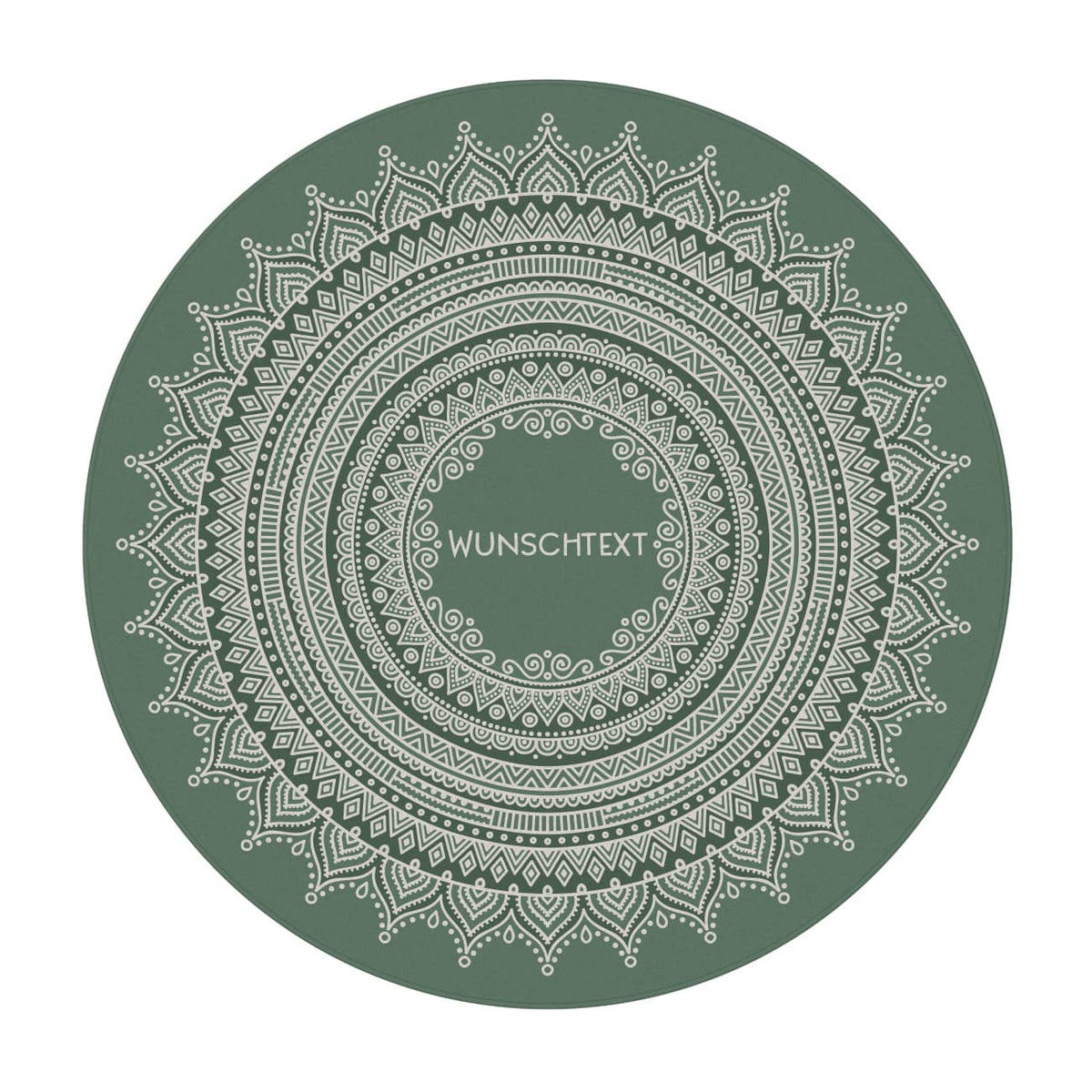 Runder Wohnteppich mit Personalisierung und Mandala in grün