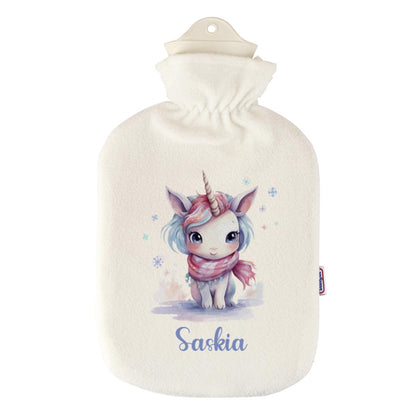  Wärmflasche mit niedlichem Einhorn und Wunschtext