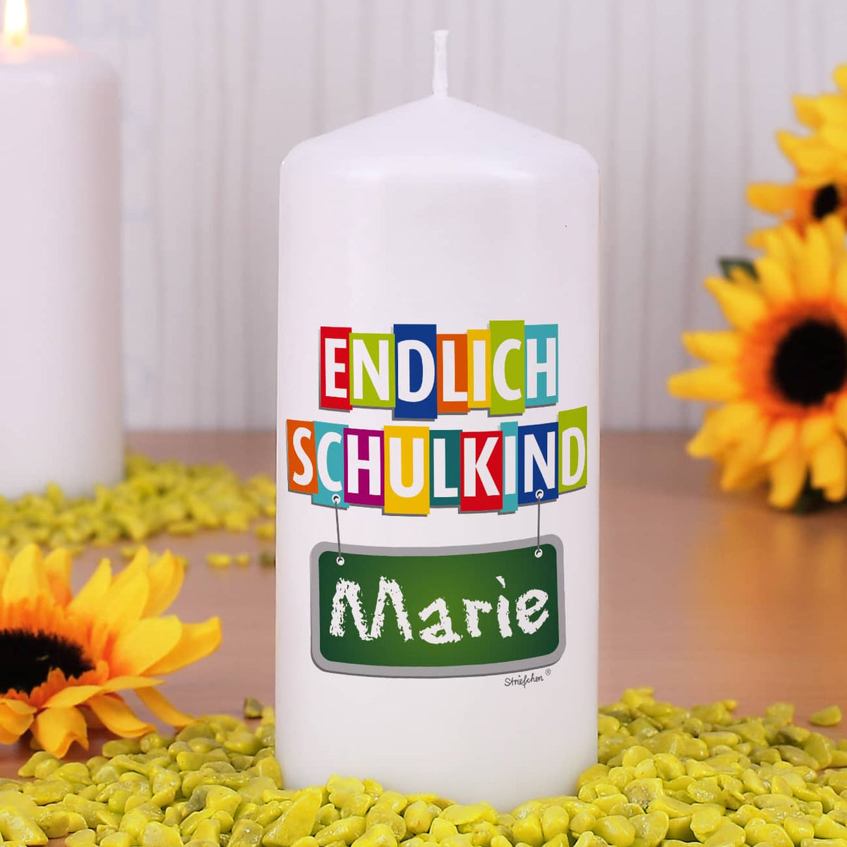 Endlich Schulkind - Kerze mit Name