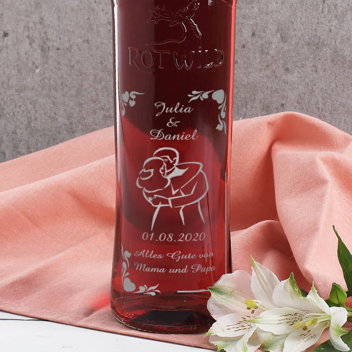 Rosé mit silberner Gravur