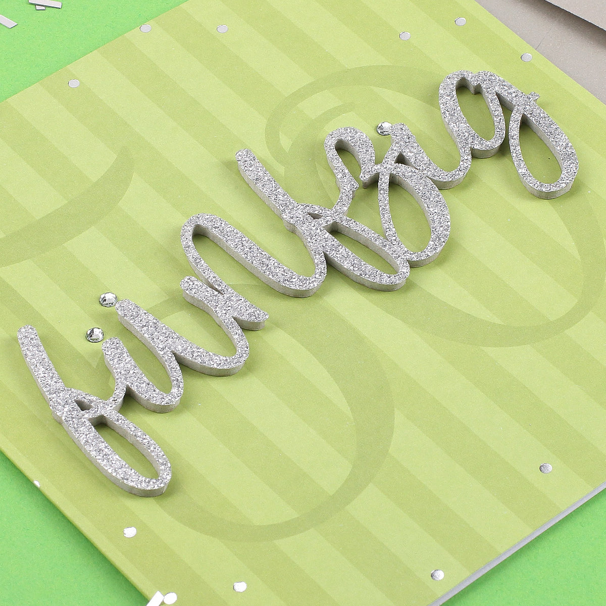 Glückwunschkarte zum 50. Geburtstag mit 3D Schriftzug in silber