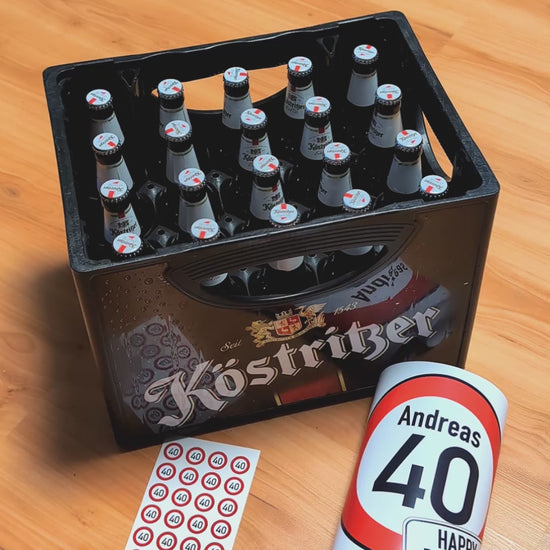 Bierkasten-Banderole und Aufkleber als Geburtstagsgeschenk - DIY Geschenkidee