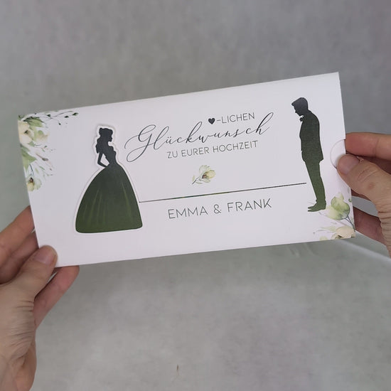 Geldgeschenk zur Hochzeit - Ziehkarte mit Brautpaar