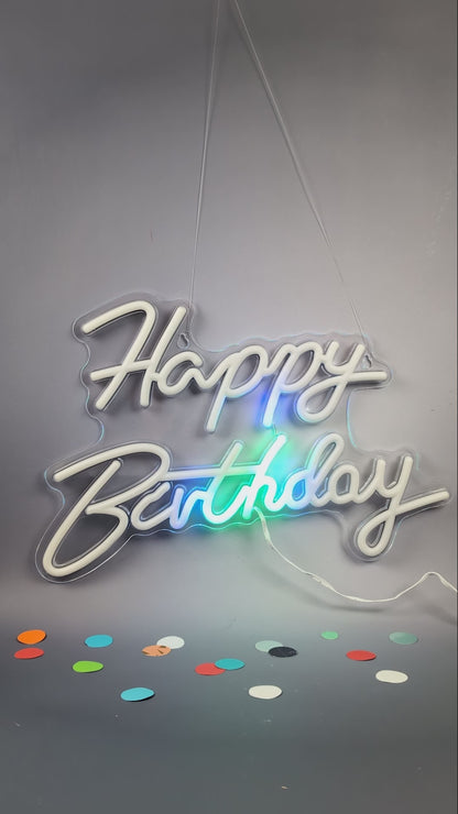 Neon Schild - Happy Birthday 42 x 28 cm