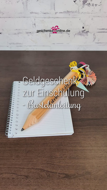 Geldgeschenk zur Einschulung - XXL Bleistift mit bedruckter Personalisierung