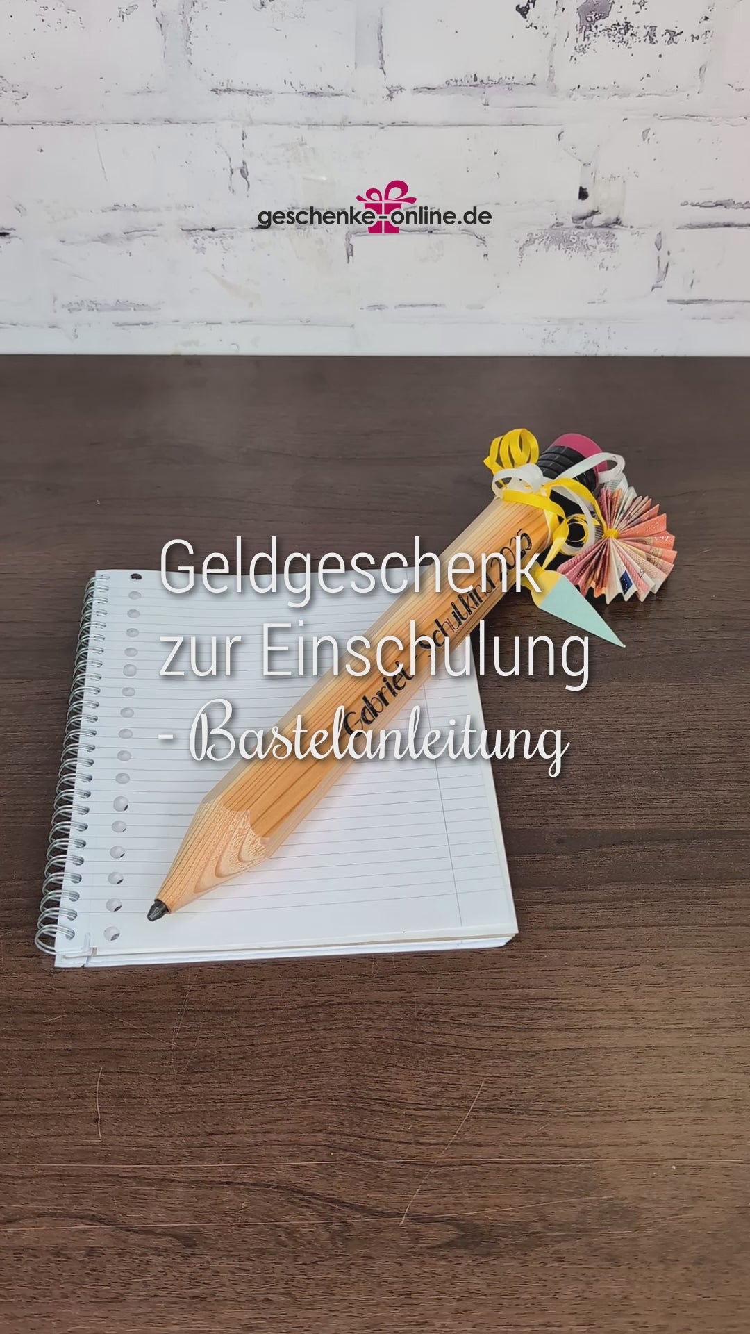 Geldgeschenk zur Einschulung - XXL Bleistift mit bedruckter Personalisierung