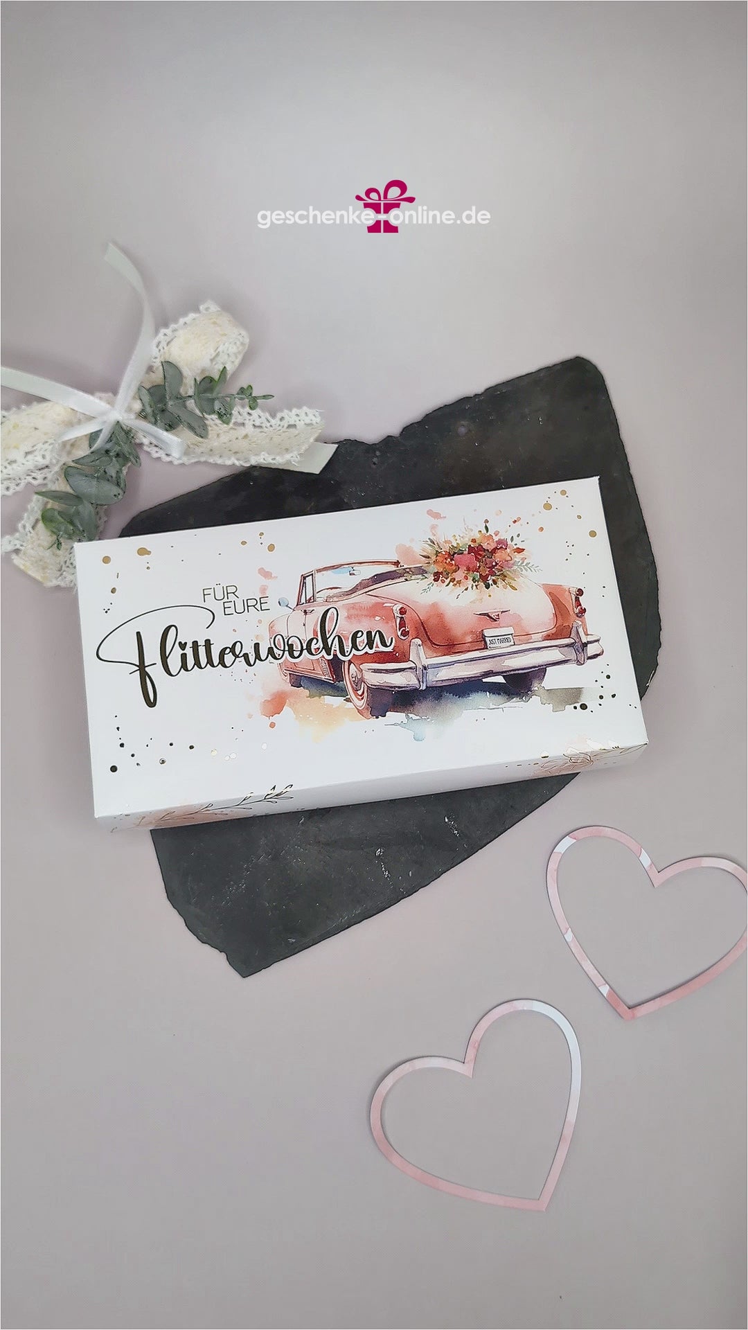 Geldgeschenk zur Hochzeit - Überraschungsbox mit Goldprägung