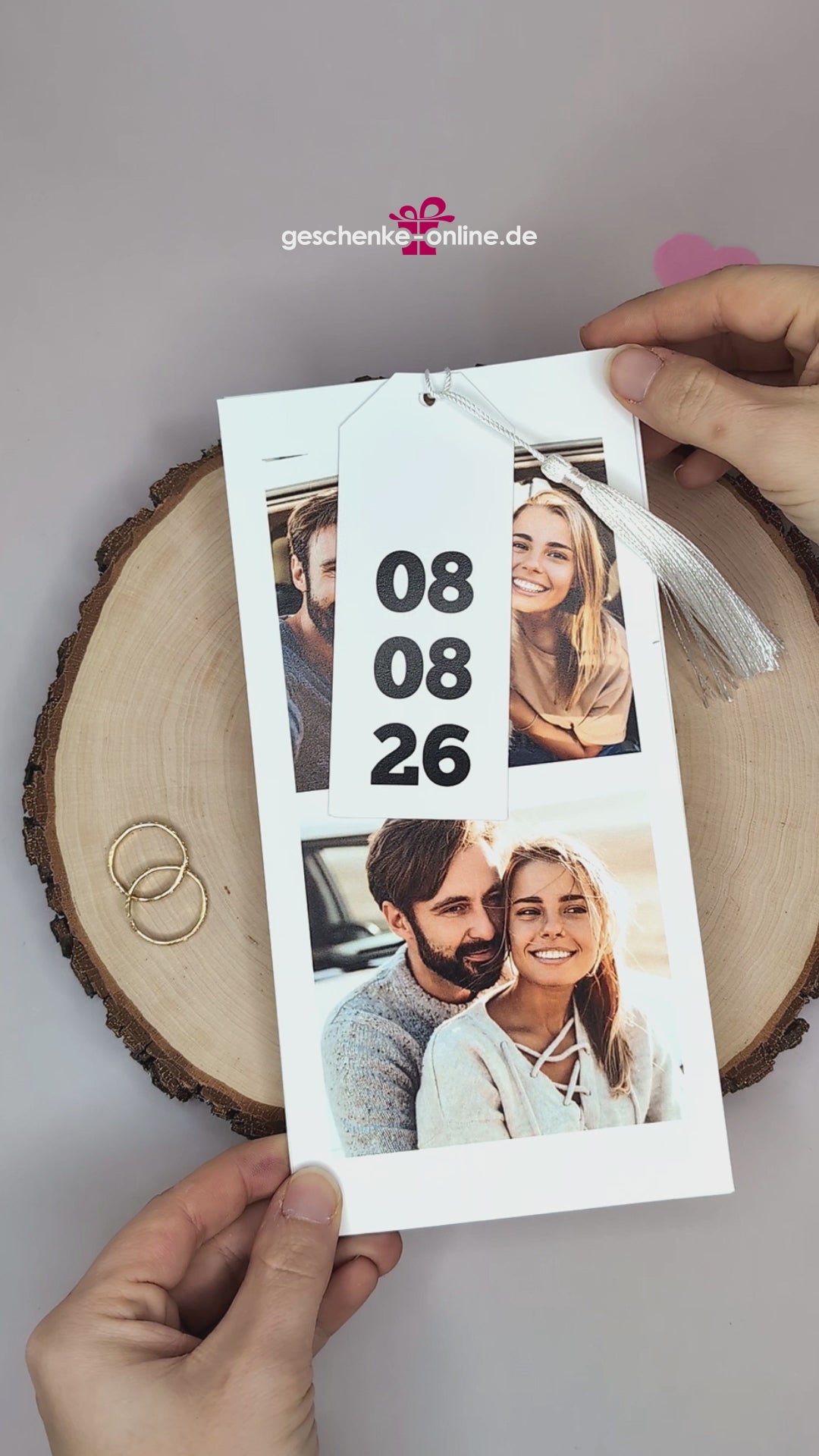 Hochzeitseinladung – Kartentrio mit 2 Fotos