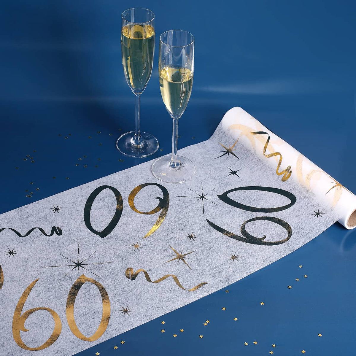 Tischläufer zum 60. Geburtstag in weiß und gold