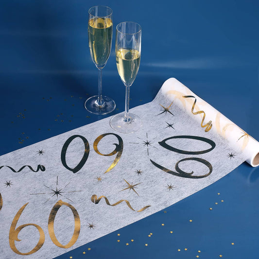 Tischläufer zum 60. Geburtstag in weiß und gold