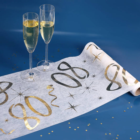 Tischläufer zum 80. Geburtstag in weiß und gold