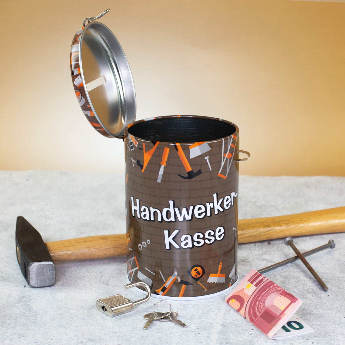 Metall Spardose als Handwerker Kasse
