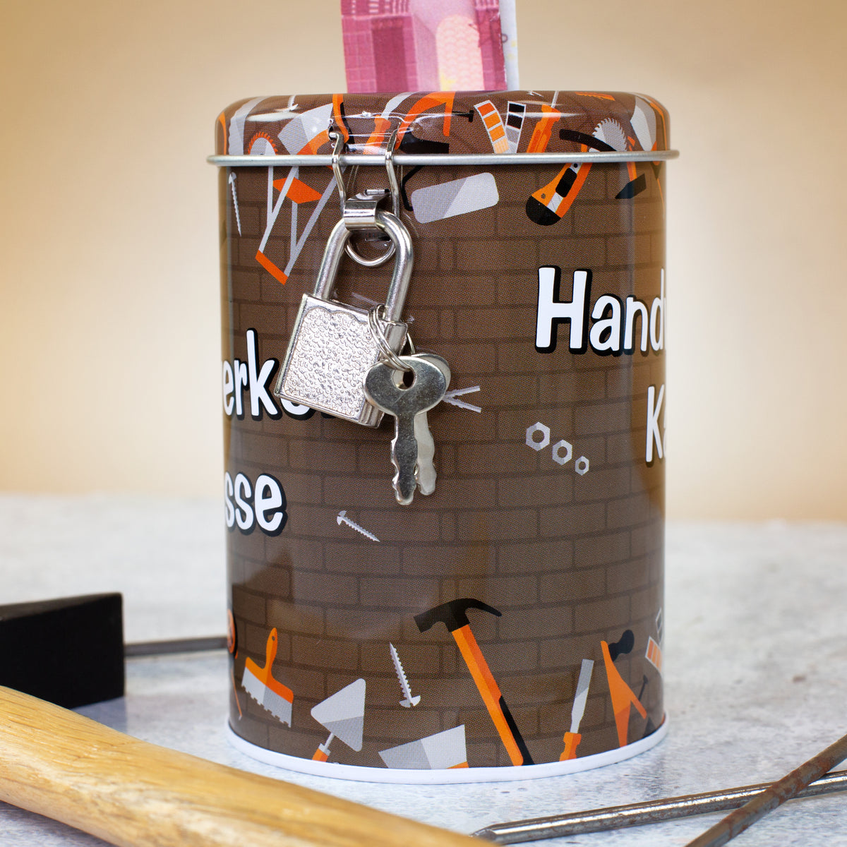 Metall Spardose als Handwerker Kasse