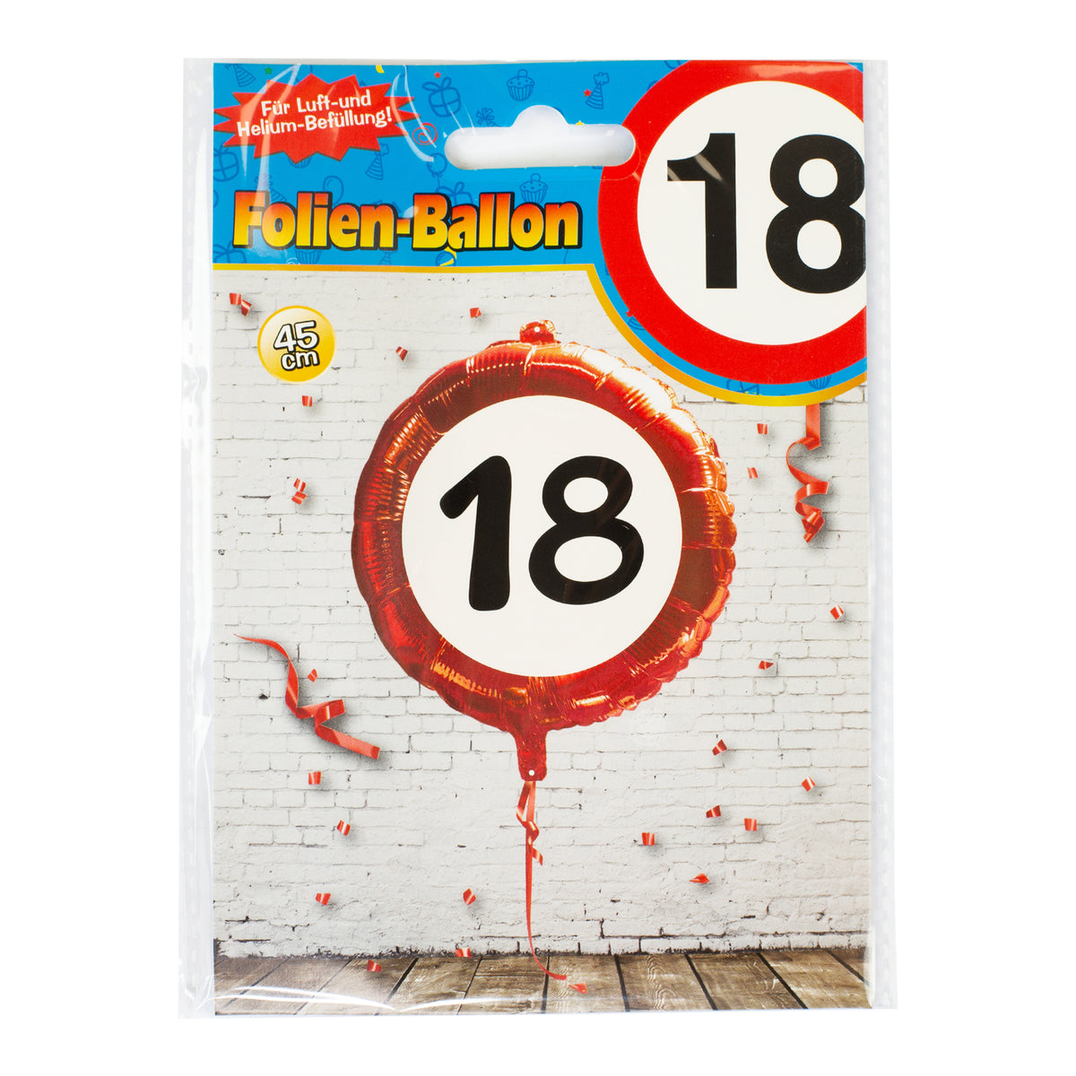 Folienballon Verkehrsschild 18 | Luftballon zum 18. Geburtstag