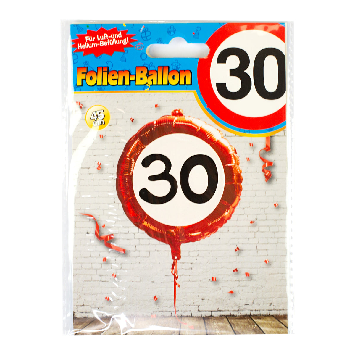 Folienballon Verkehrsschild 30 | Luftballon zum 30. Geburtstag