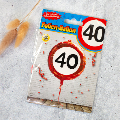 Folienballon Verkehrsschild 40 | Luftballon zum 40. Geburtstag