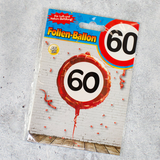 Folienballon Verkehrsschild 60  | Luftballon zum 60. Geburtstag