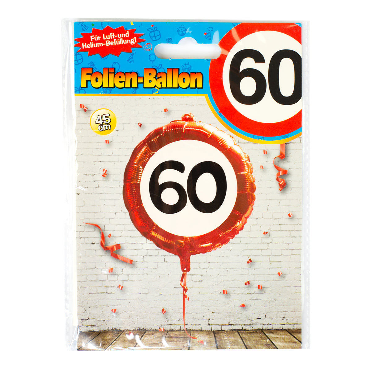 Folienballon Verkehrsschild 60  | Luftballon zum 60. Geburtstag