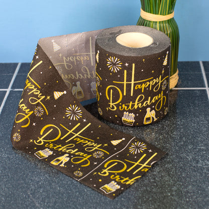 Toilettenpapier zum Geburtstag Schwarz/Gold