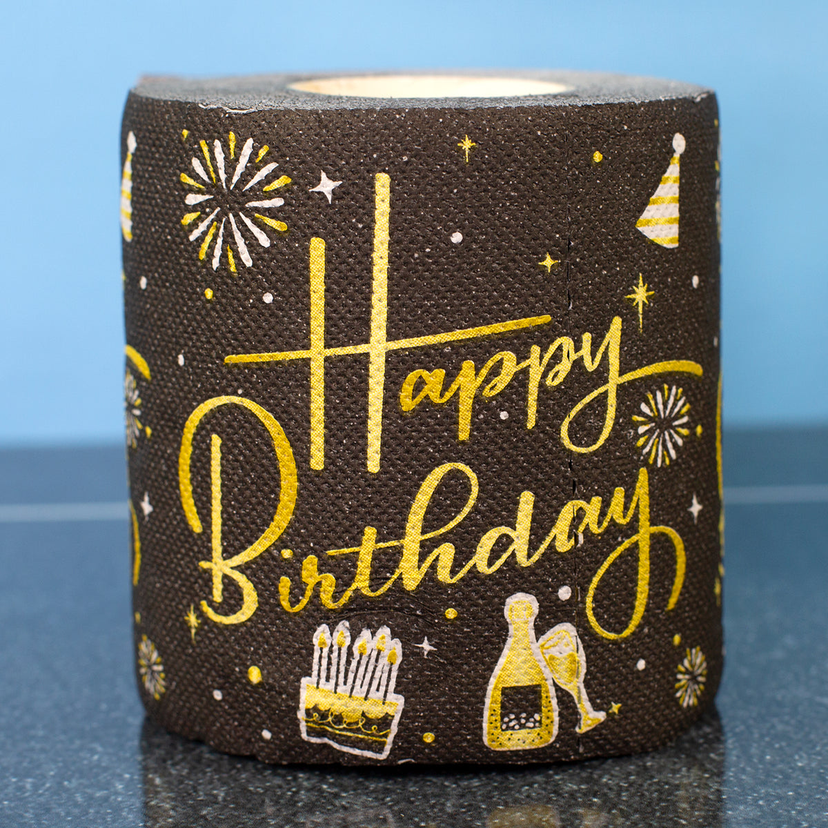 Toilettenpapier zum Geburtstag Schwarz/Gold