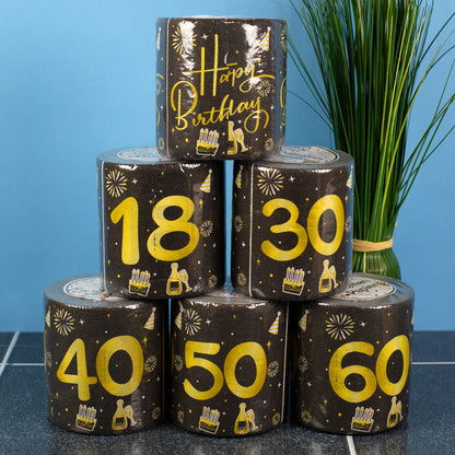 Toilettenpapier zum Geburtstag Schwarz/Gold