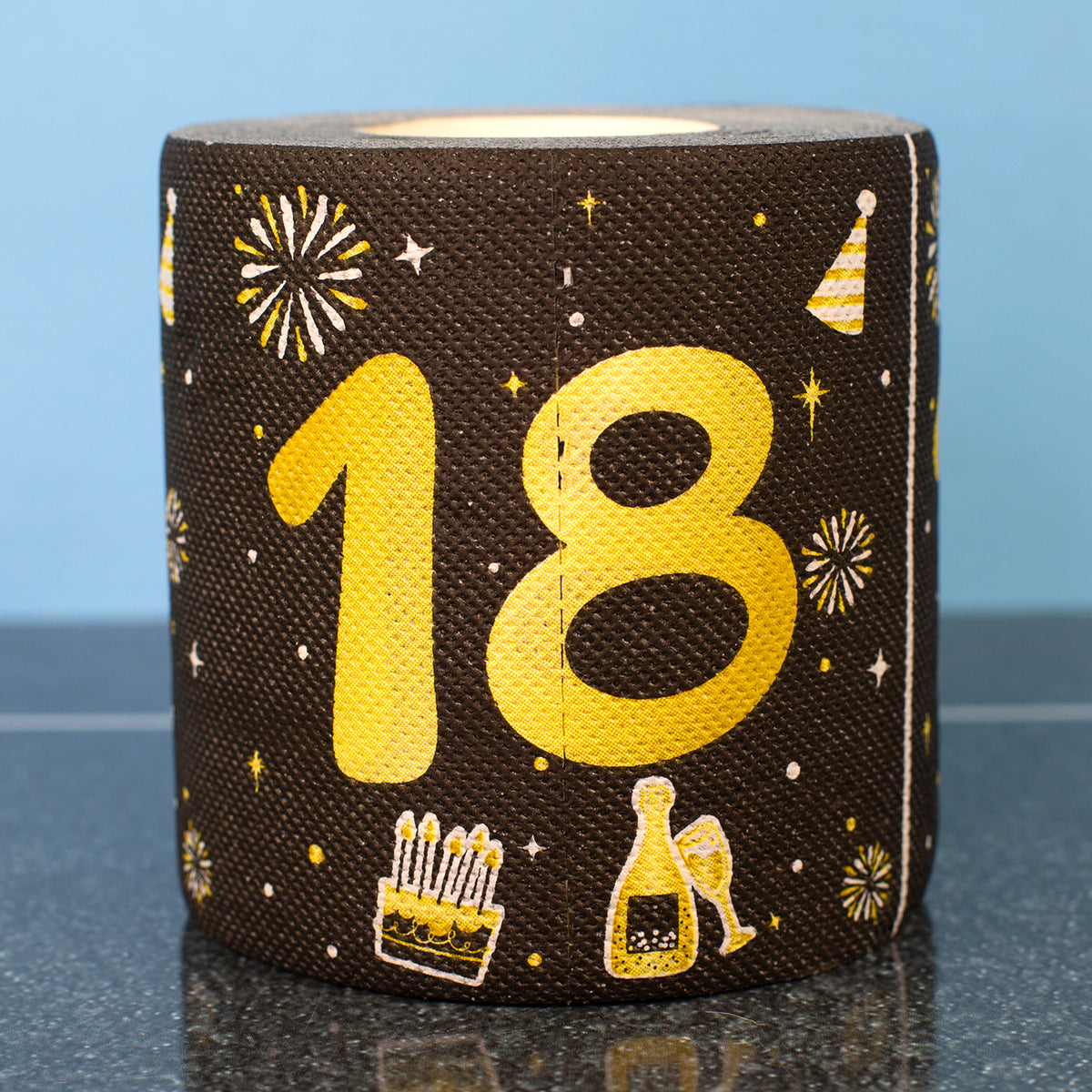 Toilettenpapier zum Geburtstag Schwarz/Gold