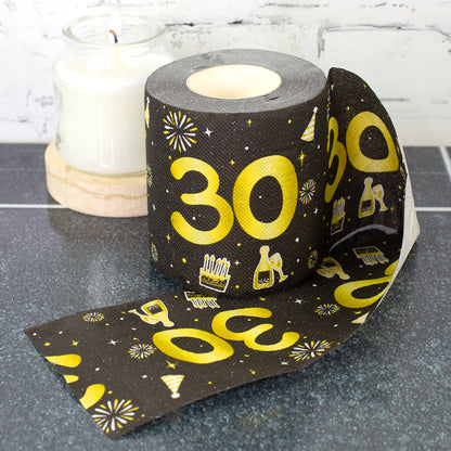 Toilettenpapier zum Geburtstag Schwarz/Gold