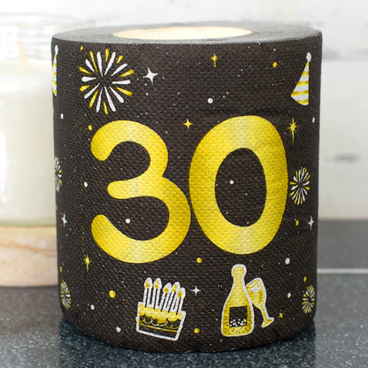 Toilettenpapier zum Geburtstag Schwarz/Gold