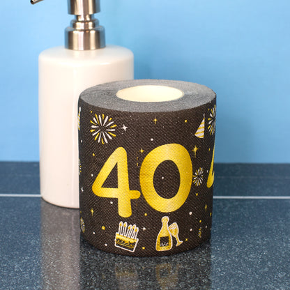 Toilettenpapier zum Geburtstag Schwarz/Gold