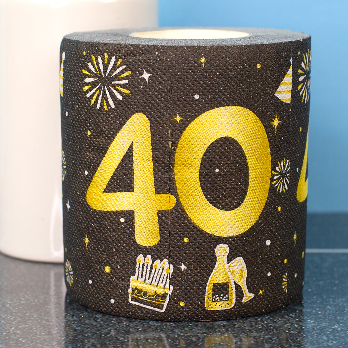 Toilettenpapier zum Geburtstag Schwarz/Gold