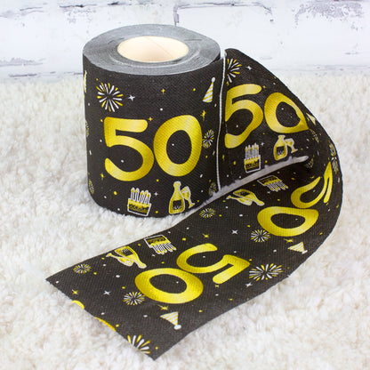 Toilettenpapier zum Geburtstag Schwarz/Gold