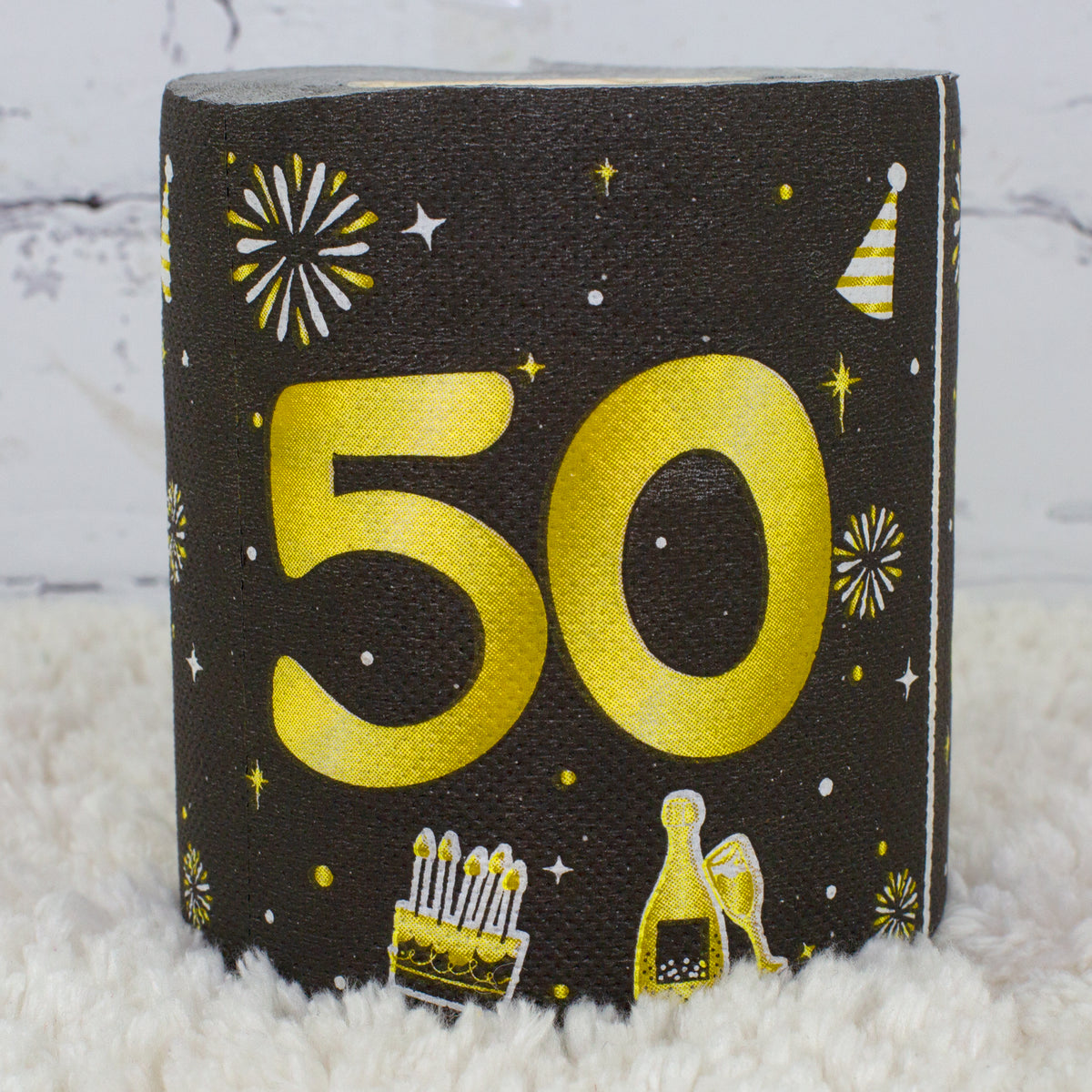 Toilettenpapier zum Geburtstag Schwarz/Gold